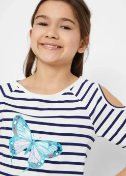 bonprix Lot de 2 T-shirts avec épaules découpées|Enfant Vêtements Enfant|Filles 9-16 Ans·Lot De 2 Articles Et Plus