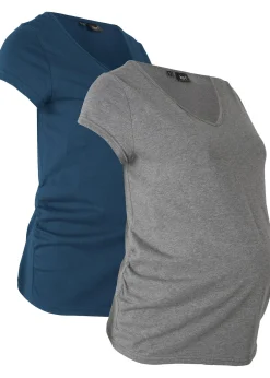 bonprix Lot de 2 T-shirts basiques de grossesse|Femme Femme Enceinte