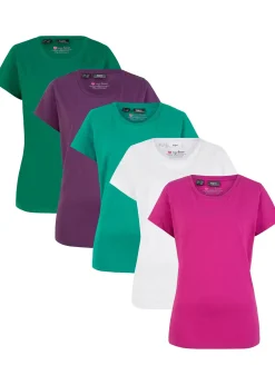 bonprix Lot de 5 T-shirts col rond|Femme Basiques|T-Shirts & Tops