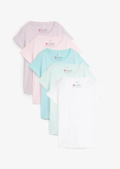 bonprix Lot de 5 T-shirts col rond|Femme Basiques|T-Shirts & Tops