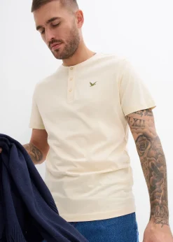 bonprix Lot de 3 T-shirts col tunisien 100% coton|Homme T-Shirts & Polos