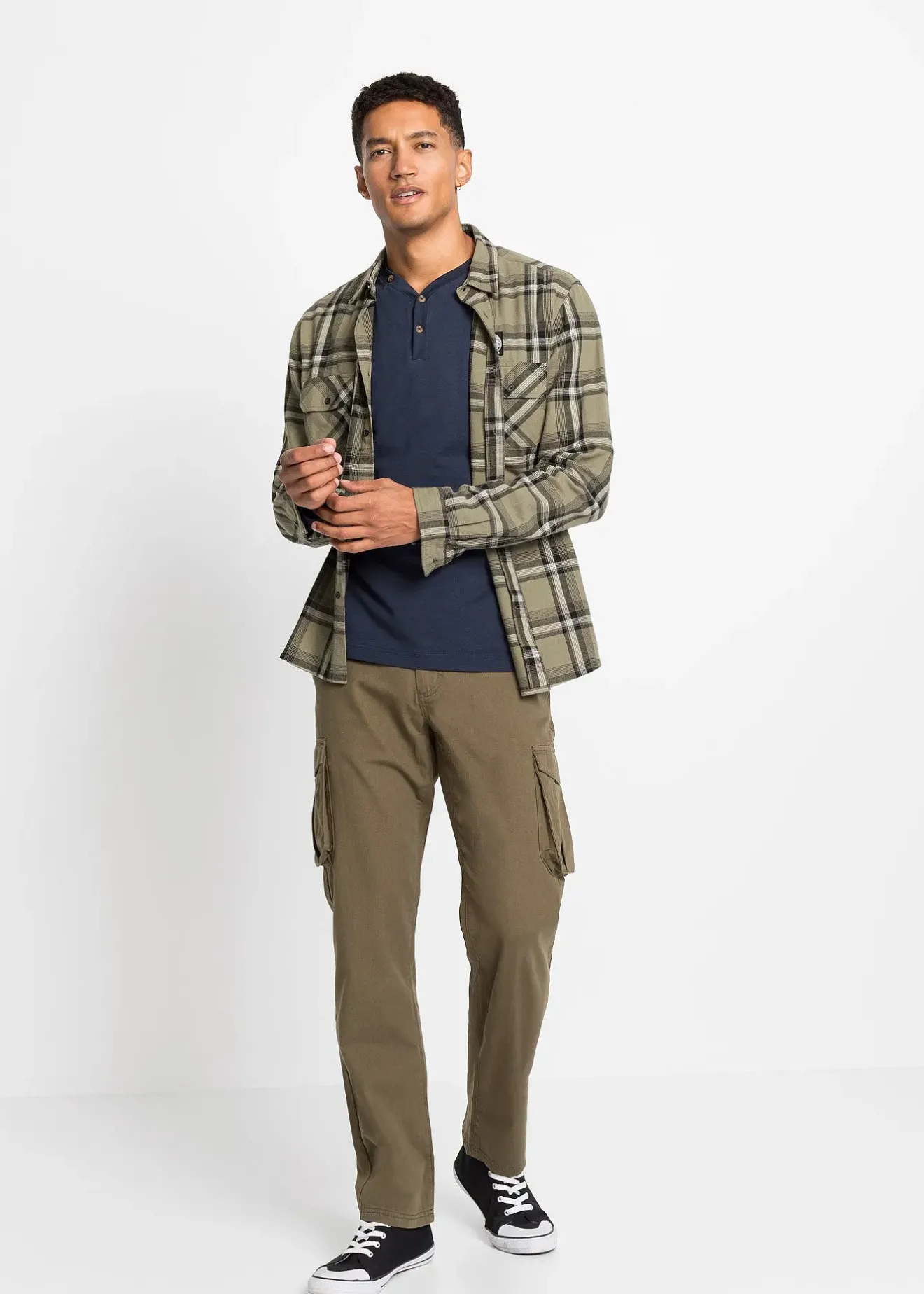 Homme bonprix T-Shirts & Polos|Lot de 2 T-shirts col tunisien manches longues, 100% coton