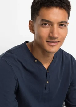 Homme bonprix T-Shirts & Polos|Lot de 2 T-shirts col tunisien manches longues, 100% coton