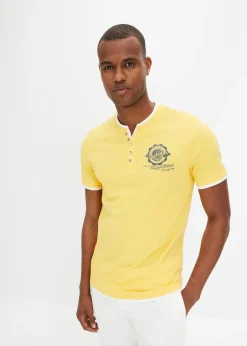 bonprix Lot de 2 t-shirts col tunisien 100 % coton|Homme T-Shirts & Polos