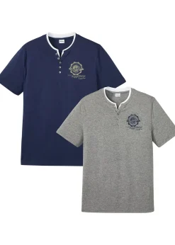 Homme bonprix T-Shirts & Polos|Lot de 2 t-shirts col tunisien 100 % coton