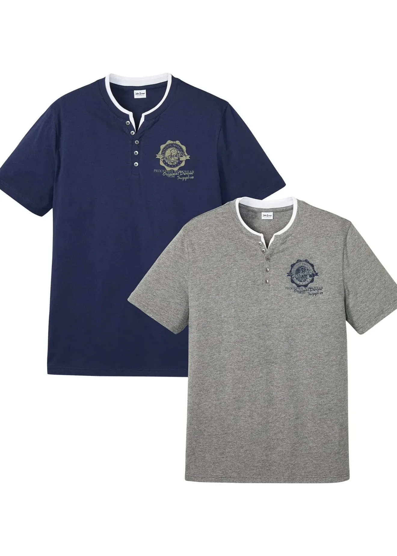 Homme bonprix T-Shirts & Polos|Lot de 2 t-shirts col tunisien 100 % coton