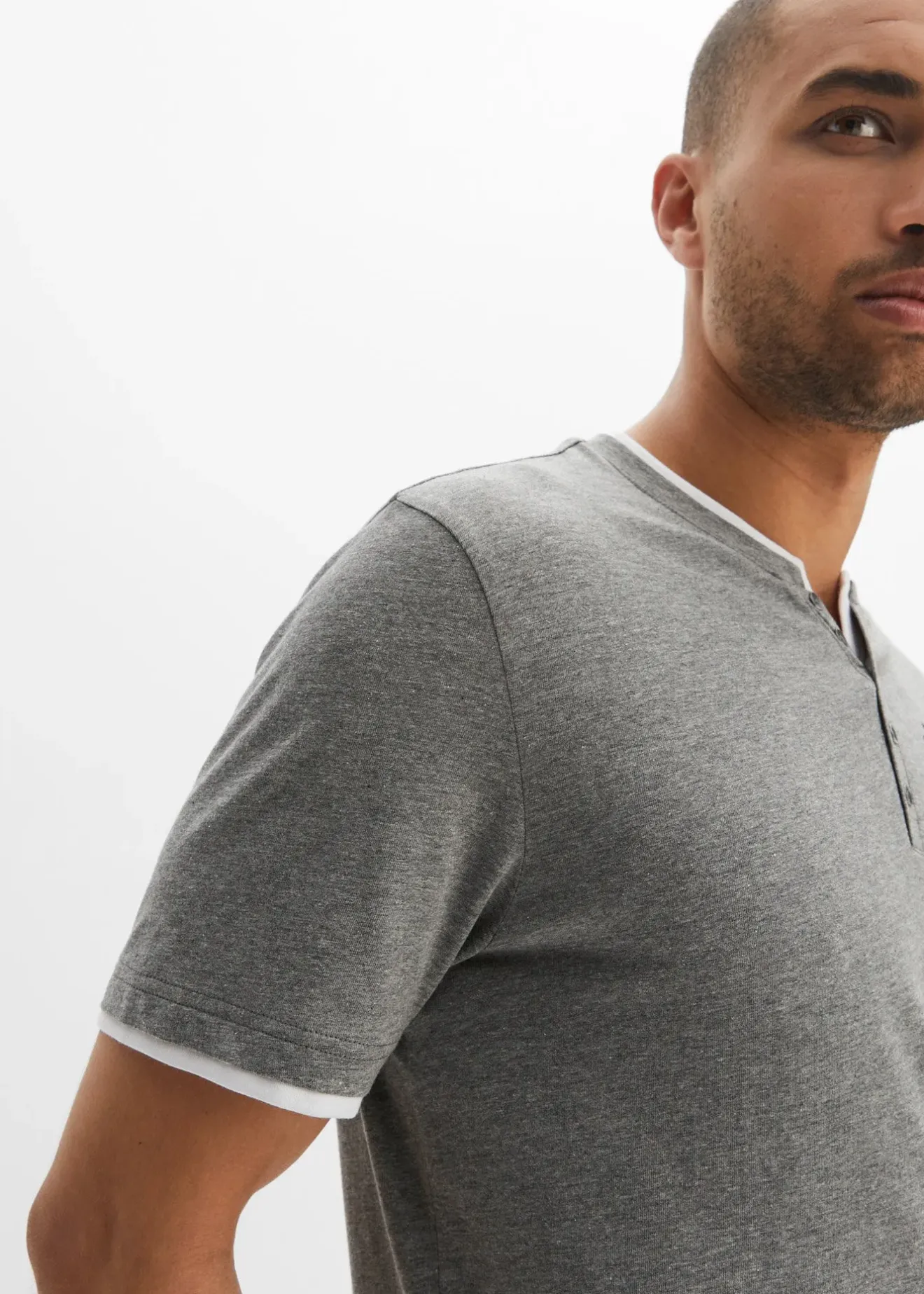 Homme bonprix T-Shirts & Polos|Lot de 2 t-shirts col tunisien 100 % coton