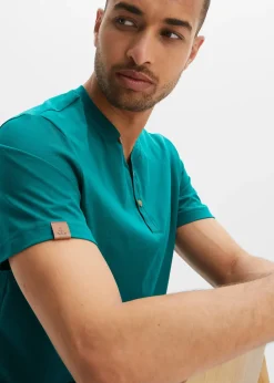 bonprix Lot de 2 T-shirts col tunisien 100 % coton|Homme T-Shirts & Polos