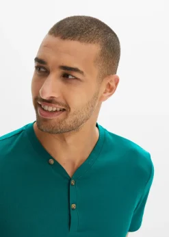 bonprix Lot de 2 T-shirts col tunisien 100 % coton|Homme T-Shirts & Polos