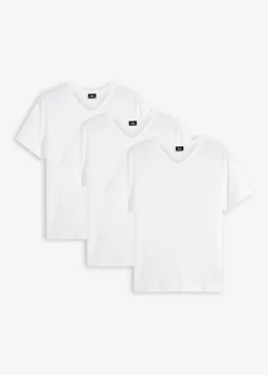 bonprix Lot de 3 T-shirts col V|Homme T-Shirts & Polos