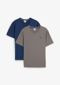Homme bonprix T-Shirts & Polos|Lot de 2 T-shirts col V 100% coton
