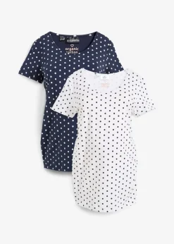 bonprix Lot de 2 T-shirts de grossesse en coton|Femme Femme Enceinte