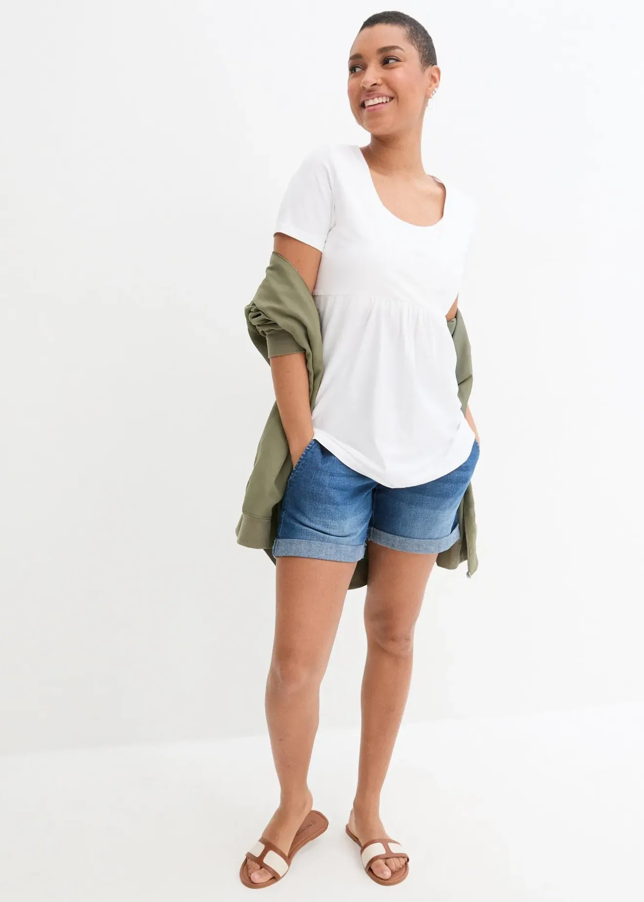 bonprix Lot de 2 T-shirts de grossesse et d’allaitement|Femme Femme Enceinte