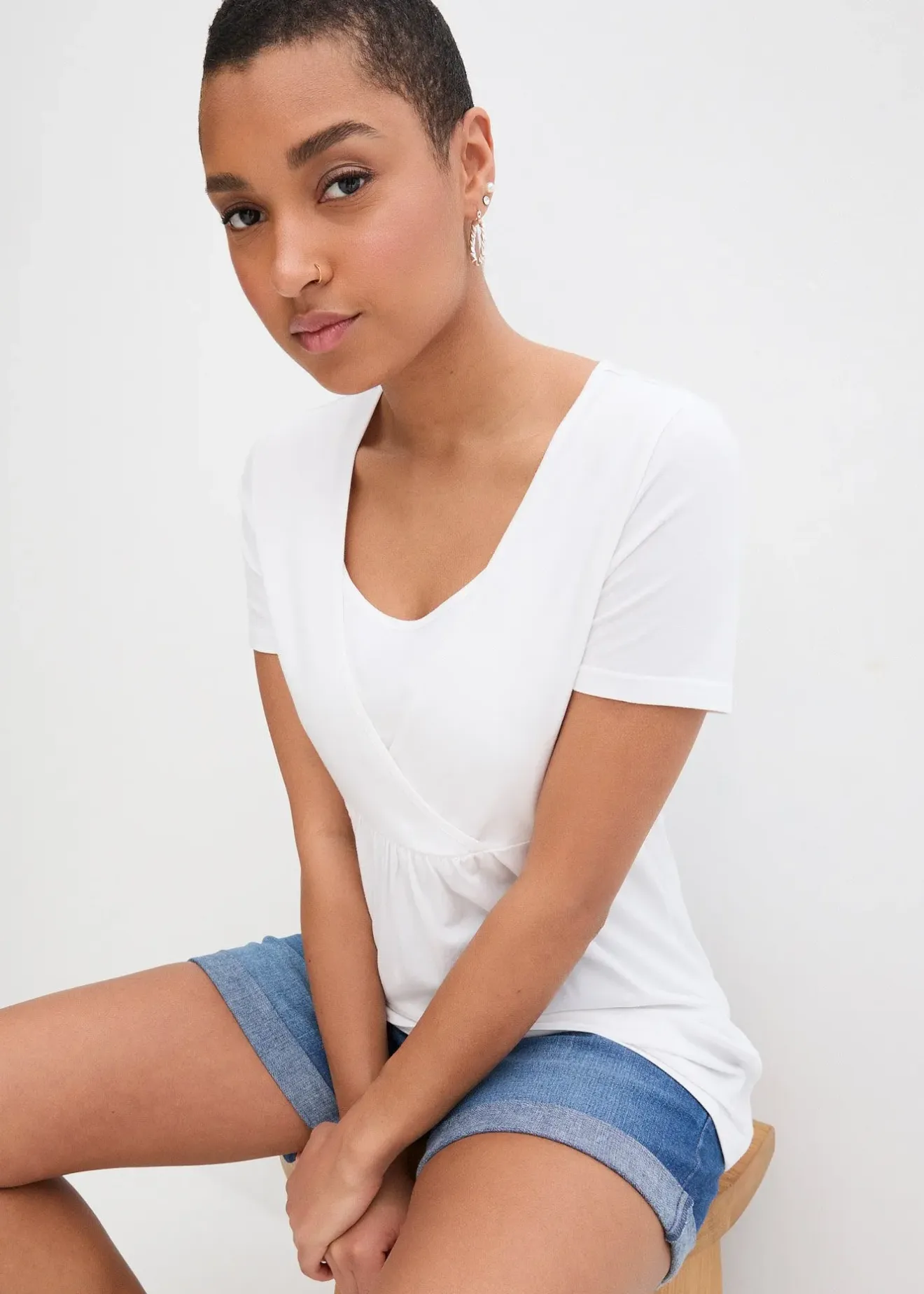 bonprix Lot de 2 T-shirts de grossesse et d’allaitement|Femme Femme Enceinte