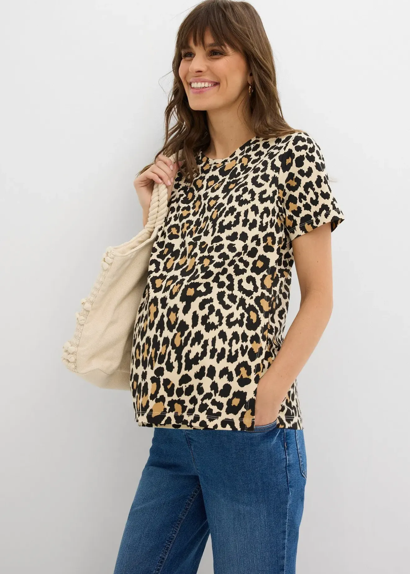 bonprix Lot de 2 T-shirts de grossesse et d’allaitement en coton|Femme Femme Enceinte