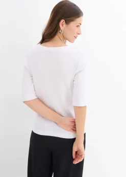 bonprix Lot de 2 t-shirts en coton côtelé|Femme Basiques|T-Shirts & Tops