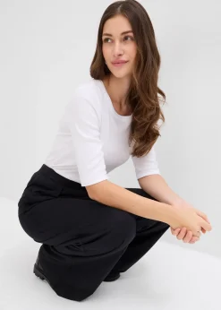 bonprix Lot de 2 t-shirts en coton côtelé|Femme Basiques|T-Shirts & Tops