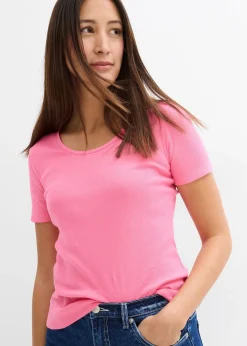 bonprix Lot de 2 T-shirts en coton côtelé|Femme Basiques|T-Shirts & Tops