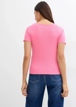 bonprix Lot de 2 T-shirts en coton côtelé|Femme Basiques|T-Shirts & Tops