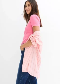 bonprix Lot de 2 T-shirts en coton côtelé|Femme Basiques|T-Shirts & Tops