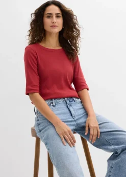 bonprix Lot de 2 t-shirts en coton côtelé|Femme Basiques|T-Shirts & Tops