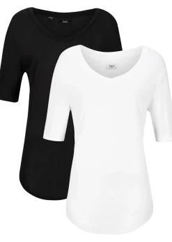 Femme bonprix Basiques|T-Shirts & Tops|Lot de 2 t-shirts en viscose doux