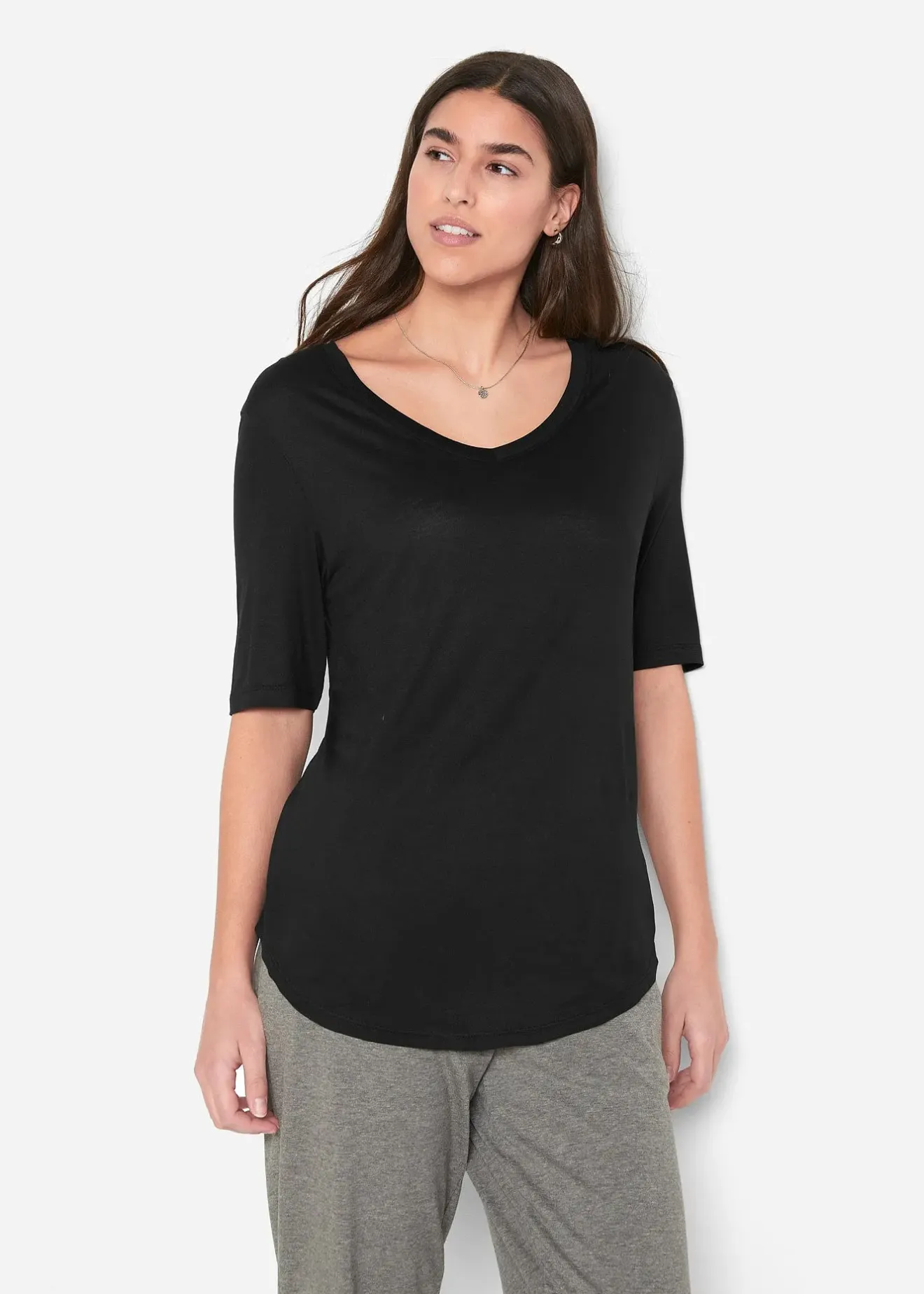 Femme bonprix Basiques|T-Shirts & Tops|Lot de 2 t-shirts en viscose doux