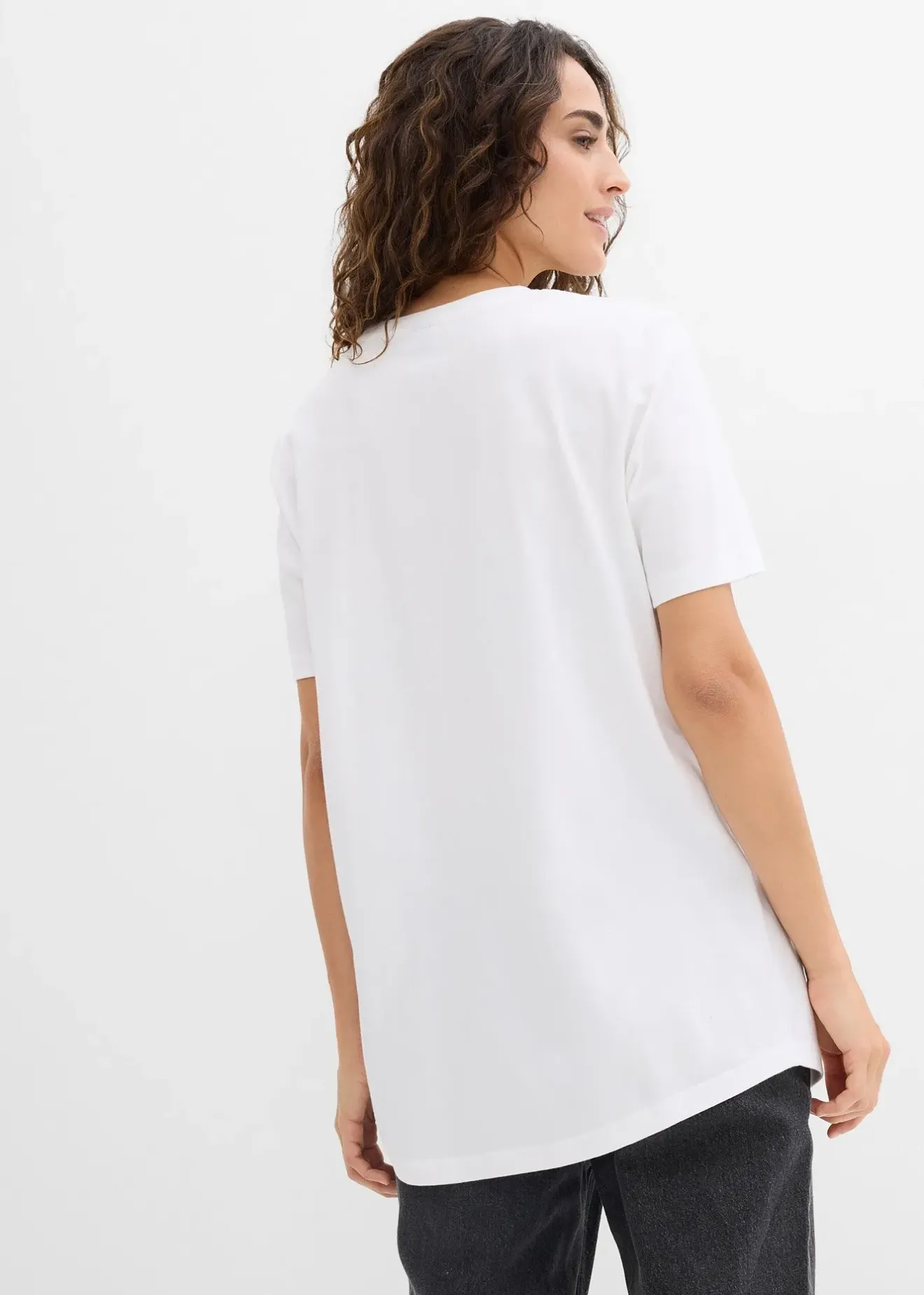 bonprix Lot de 2 T-shirts longs 100% coton|Femme Basiques|T-Shirts & Tops