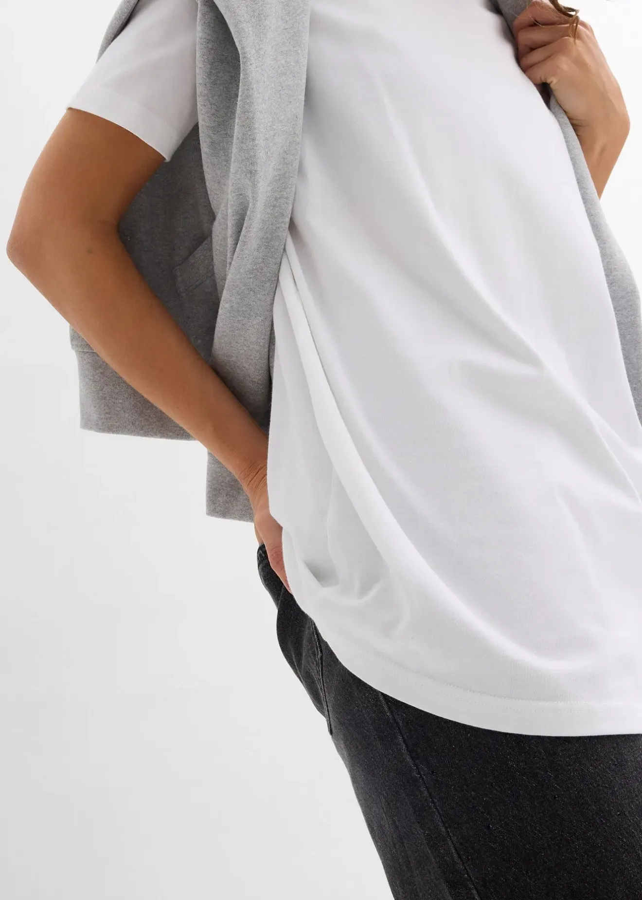 bonprix Lot de 2 T-shirts longs 100% coton|Femme Basiques|T-Shirts & Tops