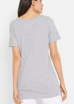 bonprix Lot de 2 T-shirts longs basiques, manches courtes|Femme Basiques|T-Shirts & Tops