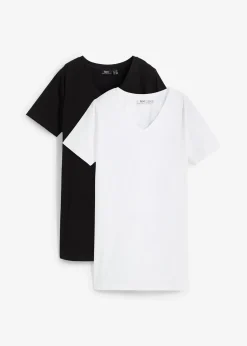 Femme bonprix Basiques|T-Shirts & Tops|Lot de 2 T-shirts longs col V