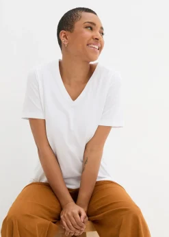 Femme bonprix Basiques|T-Shirts & Tops|Lot de 2 T-shirts longs col V