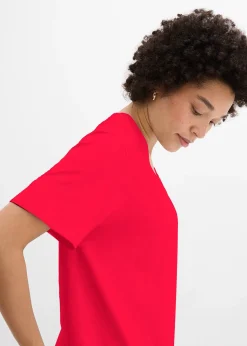 bonprix Lot de 5 T-shirts longs et amples à col V|Femme Basiques|T-Shirts & Tops