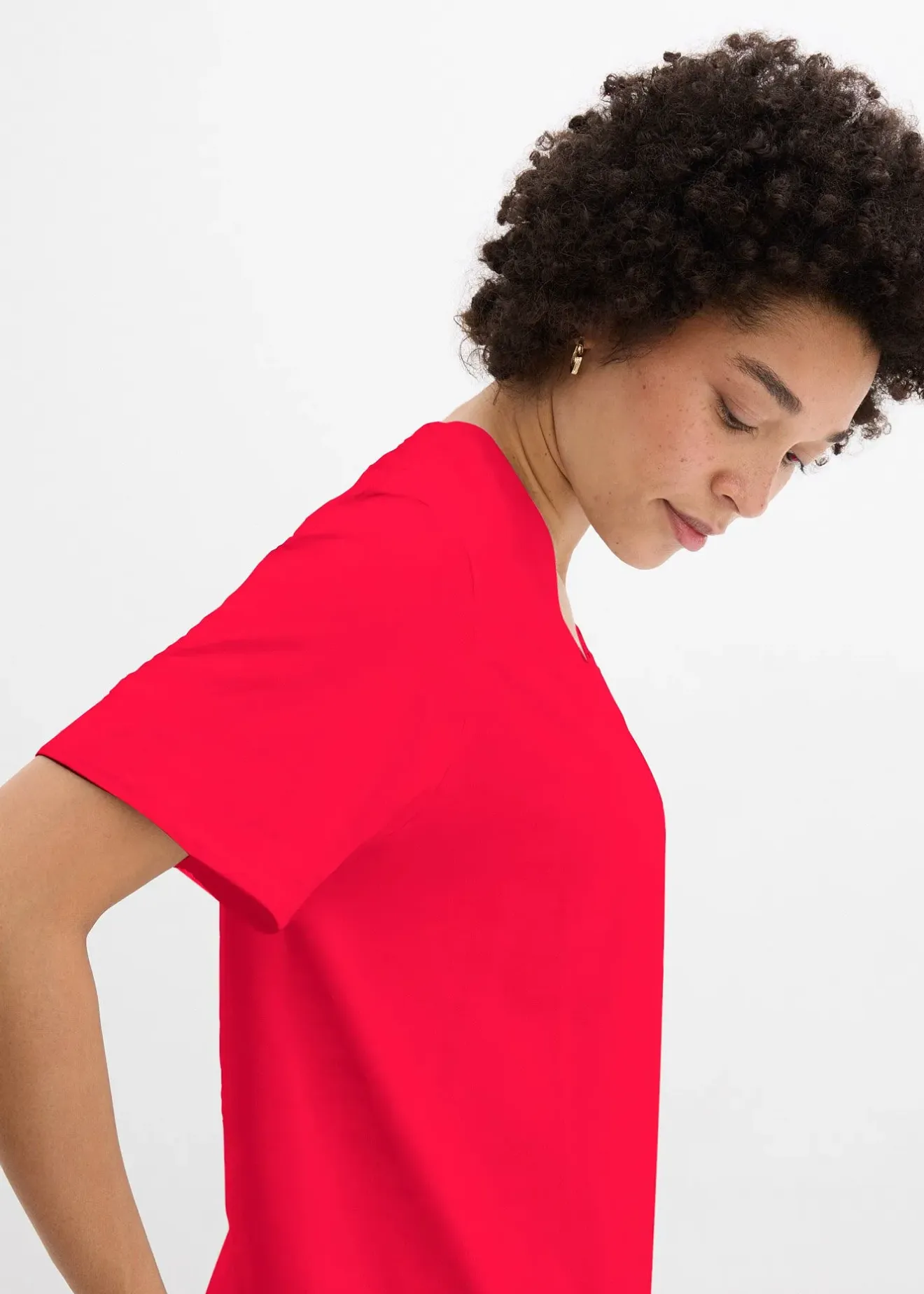 bonprix Lot de 5 T-shirts longs et amples à col V|Femme Basiques|T-Shirts & Tops