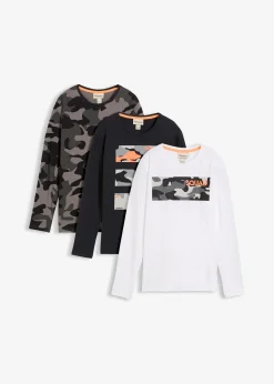 Enfant bonprix Vêtements Enfant|Garçons 9-16 Ans·Lots De 2 Articles Et Plus|Lot de 3 T-shirts manches longues 100% coton