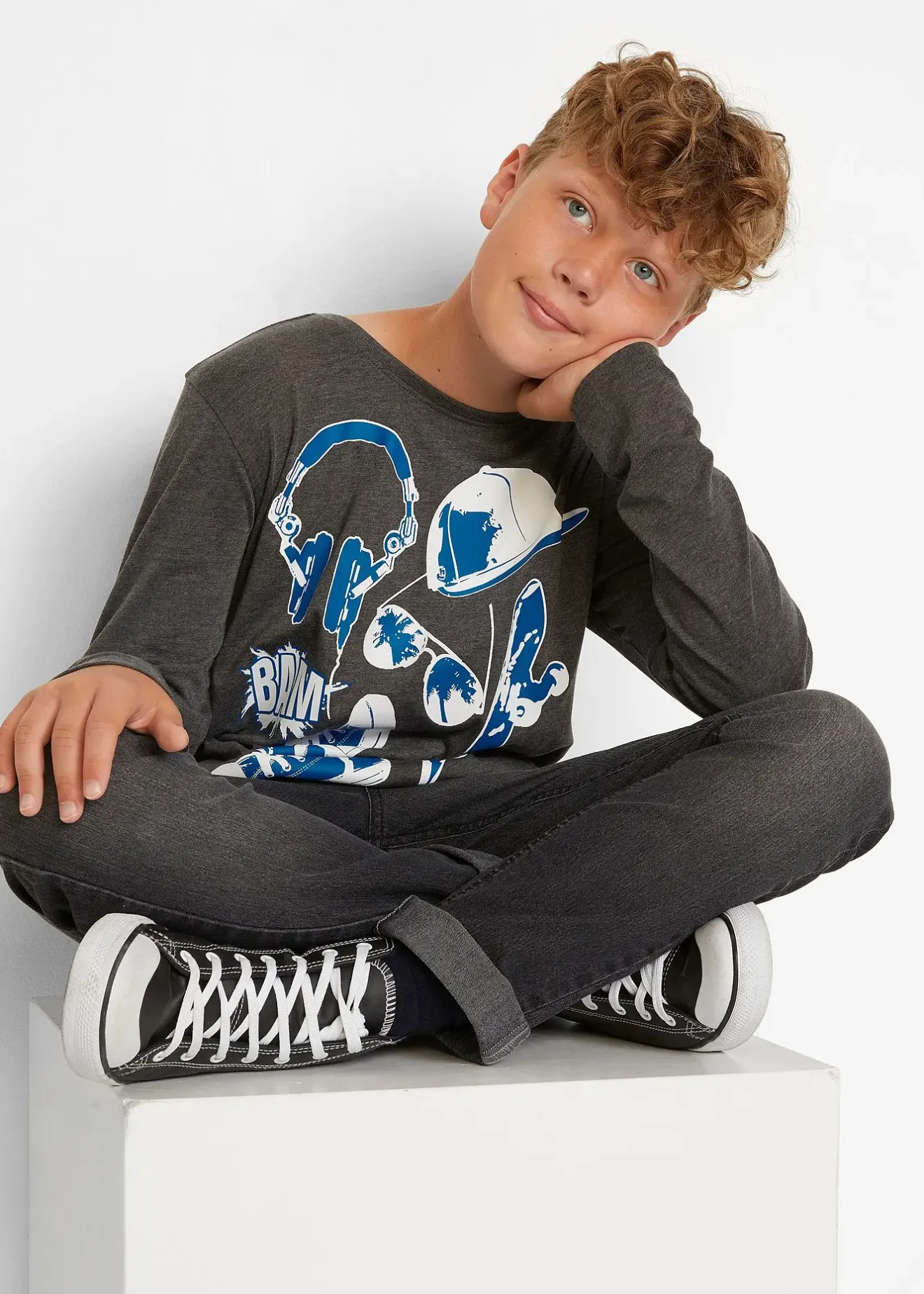 bonprix Lot de 2 T-shirts manches longues coton|Enfant Vêtements Enfant|Garçons 9-16 Ans·Lots De 2 Articles Et Plus