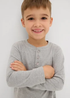 bonprix Lot de 2 T-shirts manches longues coton col tunisien|Enfant Vêtements Enfant|Garçons 2-8 Ans·Lots De 2 Articles Et Plus