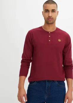 Homme bonprix T-Shirts & Polos|Lot de 2 T-shirts manches longues col tunisien 100% coton