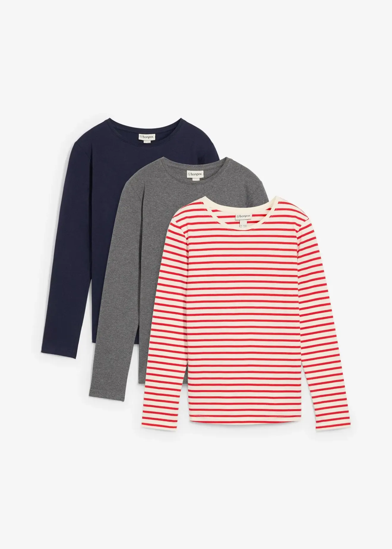 bonprix Lot de 3 T-shirts manches longues 100% coton|Enfant Vêtements Enfant|Filles 9-16 Ans·Lot De 2 Articles Et Plus