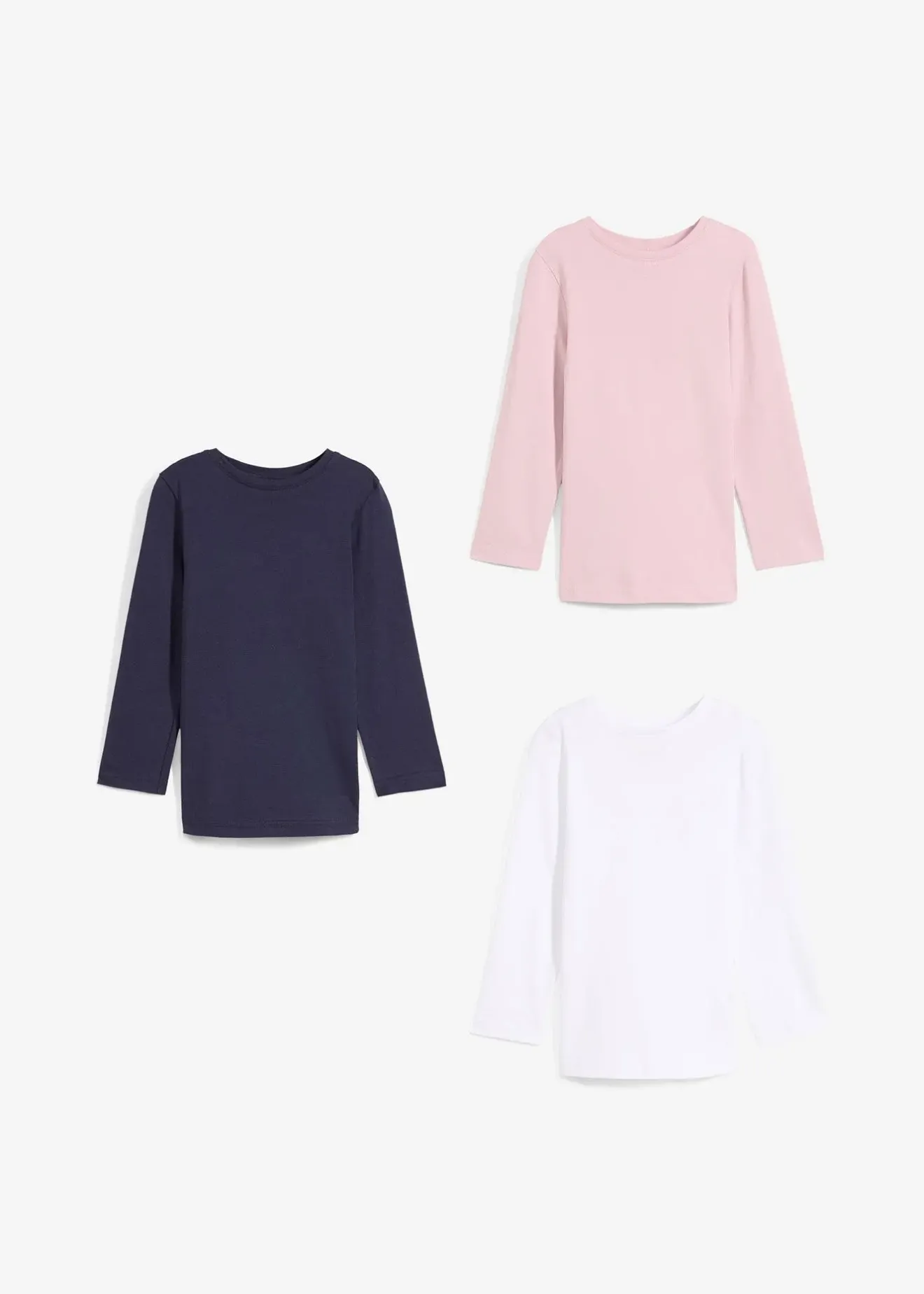 bonprix Lot de 3 T-shirts manches longues 100% coton|Enfant Vêtements Enfant|Filles 2-8 Ans·Lot De 2 Articles Et Plus