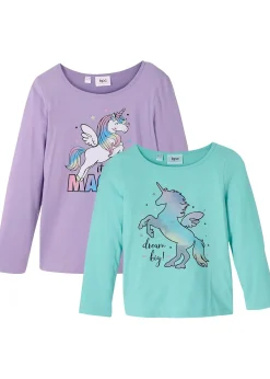 bonprix Lot de 2 T-shirts manches longues fille 100% coton|Enfant Vêtements Enfant|Filles 2-8 Ans·Lot De 2 Articles Et Plus