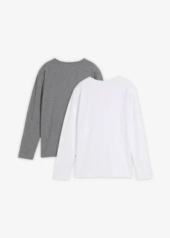 bonprix Lot de 2 T-shirts manches longues en coton doux|Enfant Vêtements Enfant|Garçons 9-16 Ans·Lots De 2 Articles Et Plus