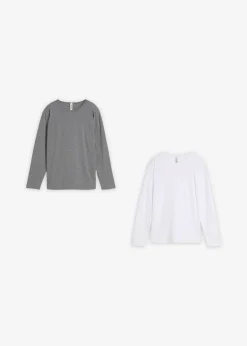 bonprix Lot de 2 T-shirts manches longues en coton doux|Enfant Vêtements Enfant|Garçons 9-16 Ans·Lots De 2 Articles Et Plus