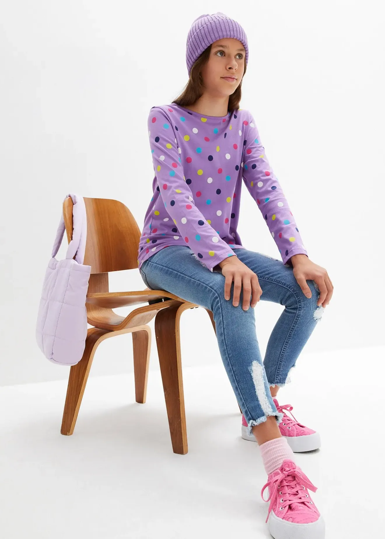 bonprix Lot de 3 T-shirts manches longues 100% coton|Enfant Vêtements Enfant|Filles 2-8 Ans·Lot De 2 Articles Et Plus