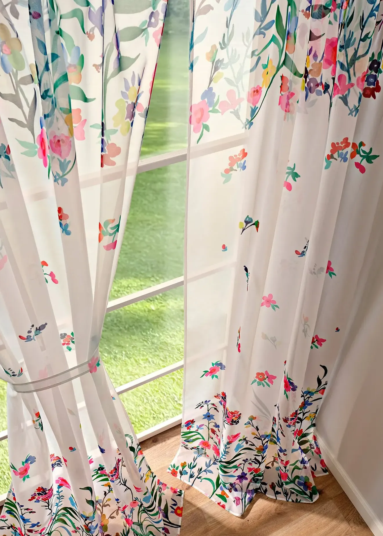 bonprix Salon·Rideaux & Voilages|Voilages|Lot de 2 voilages imprimé floral incl. embrasse