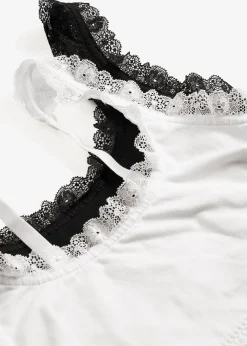Femme bonprix Lingerie Coton|Soutiens-Gorge|Lot de 2 brassières coton avec dentelle