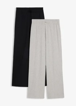 bonprix Lot de 2 pantalons en jersey côtelé|Femme Pantalons