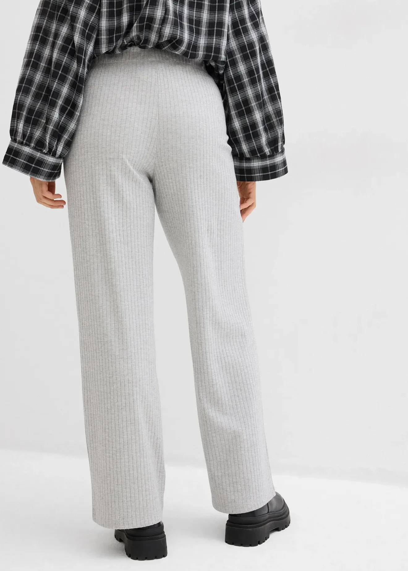 bonprix Lot de 2 pantalons en jersey côtelé|Femme Pantalons