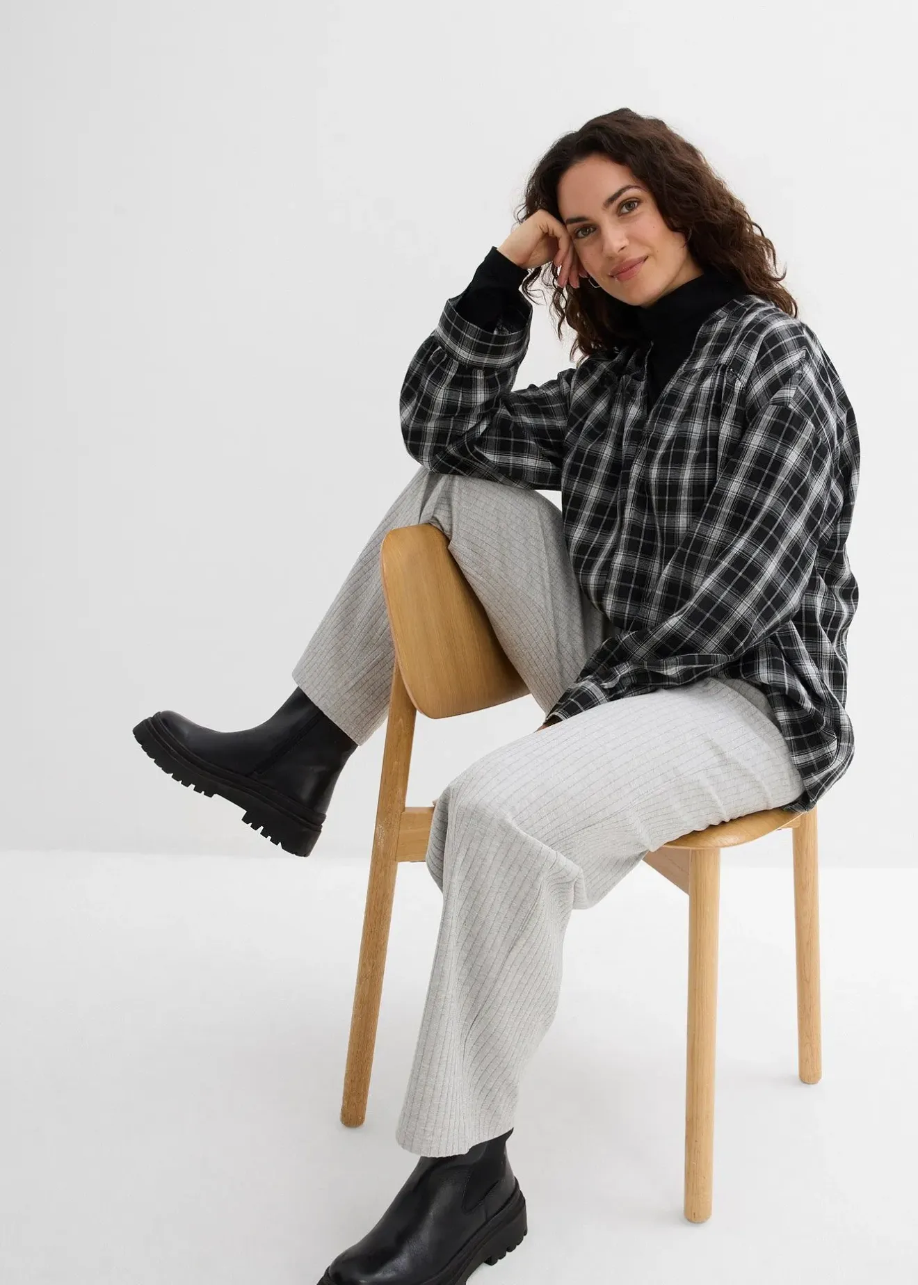 bonprix Lot de 2 pantalons en jersey côtelé|Femme Pantalons