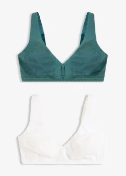 bonprix Lot de 2 soutiens-gorge bralette coton sans armatures|Femme Grands Bonnets D-H